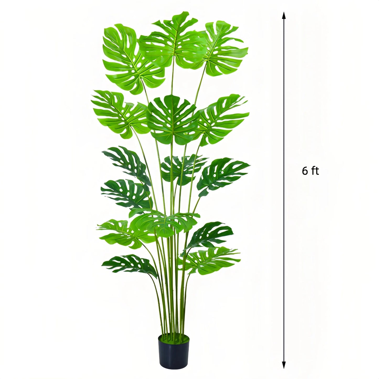 Artificial Monstera Plant with Black Pot – Indoor Decoration