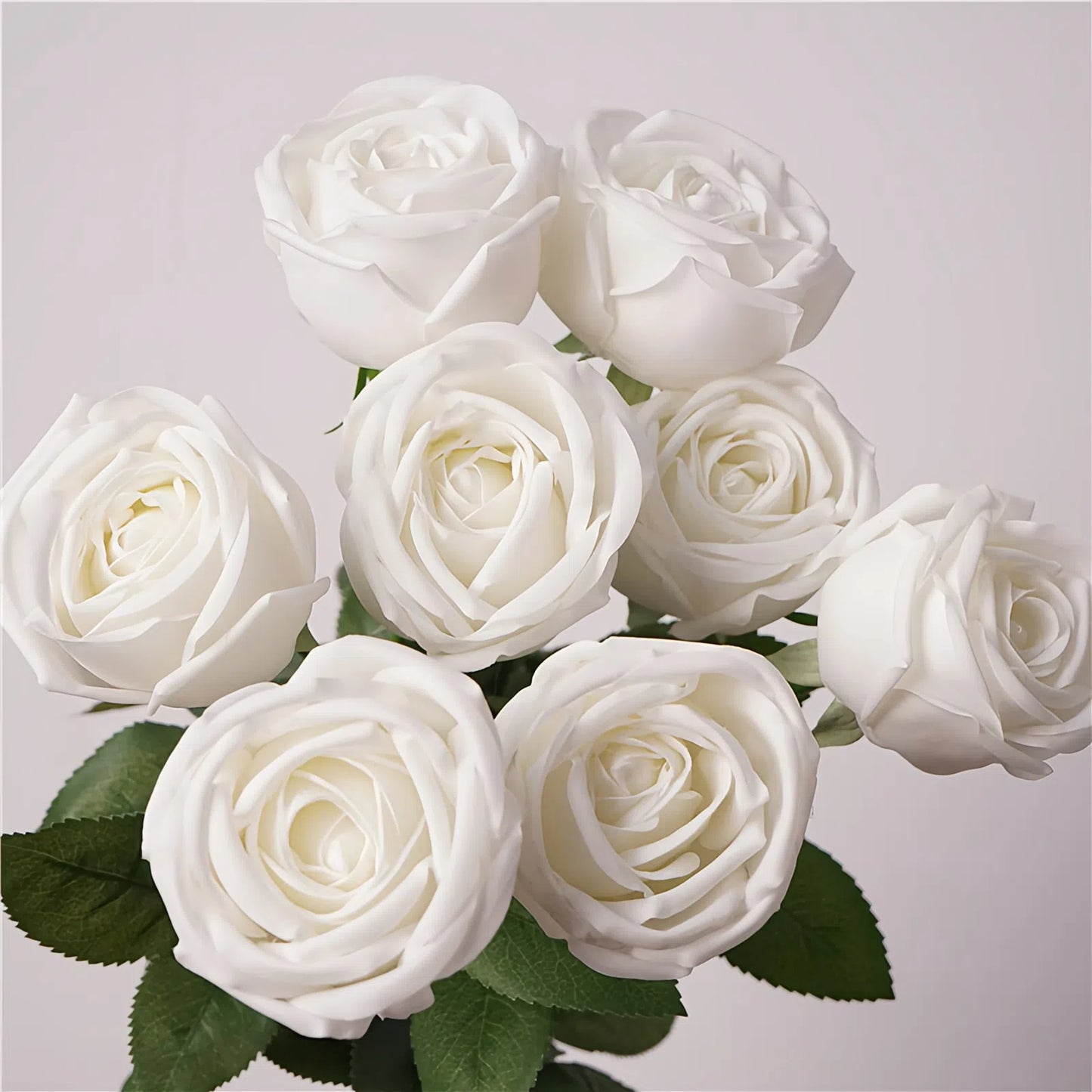 Artificial White Crown Rose Stem – 25.6" Real-Touch Premium Single Stem for Home & Wedding Décor