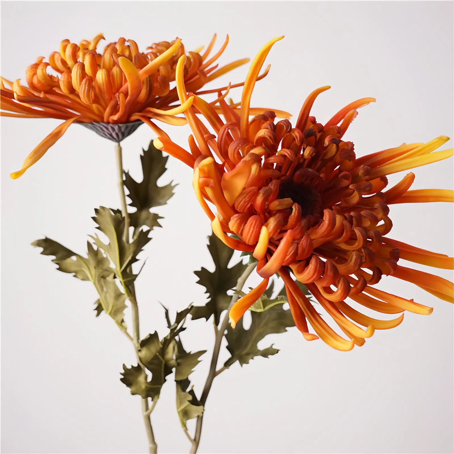 Artificial Orange Autumn Chrysanthemum Stem – 26" Lifelike Premium Single Stem for Home & Wedding Décor
