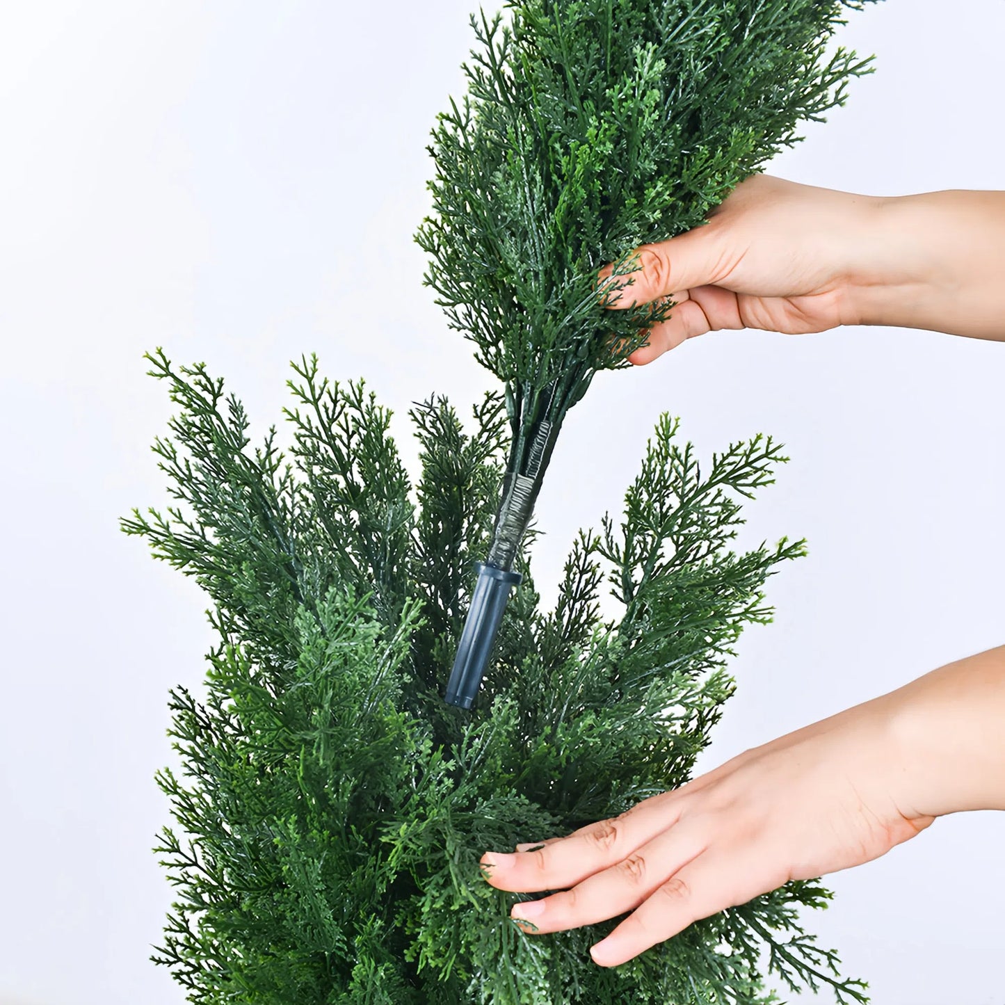 Artificial Christmas Cypress Tree – Faux Green Holiday Plant with Black Pot for Home Décor
