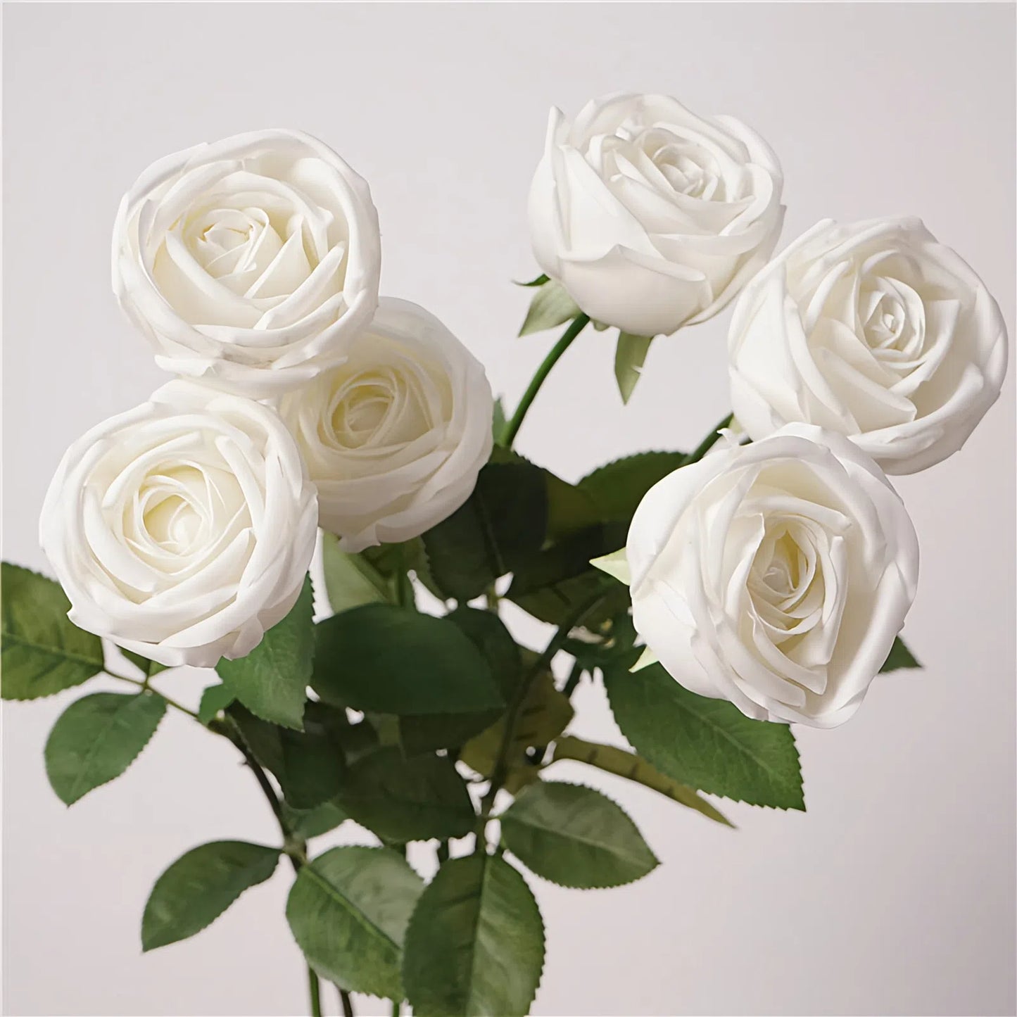 Artificial White Crown Rose Stem – 25.6" Real-Touch Premium Single Stem for Home & Wedding Décor