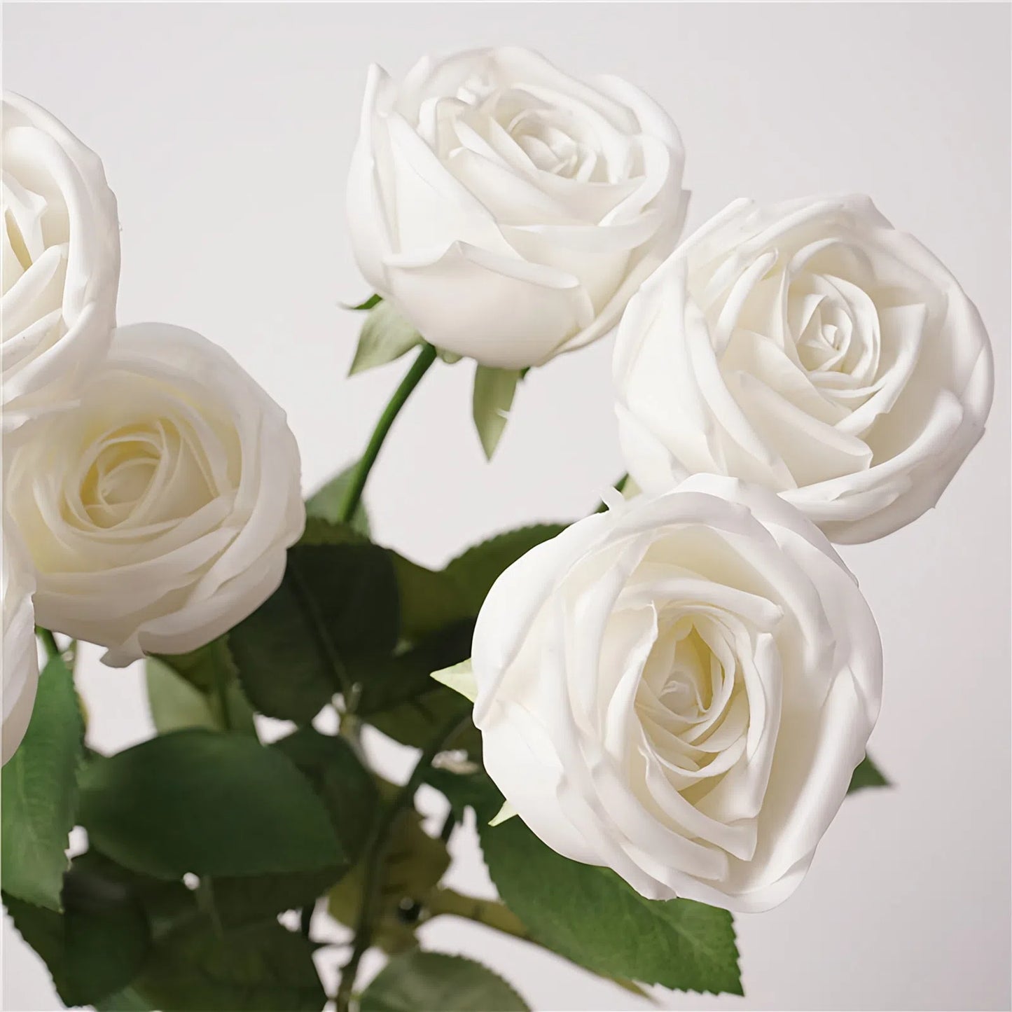 Artificial White Crown Rose Stem – 25.6" Real-Touch Premium Single Stem for Home & Wedding Décor