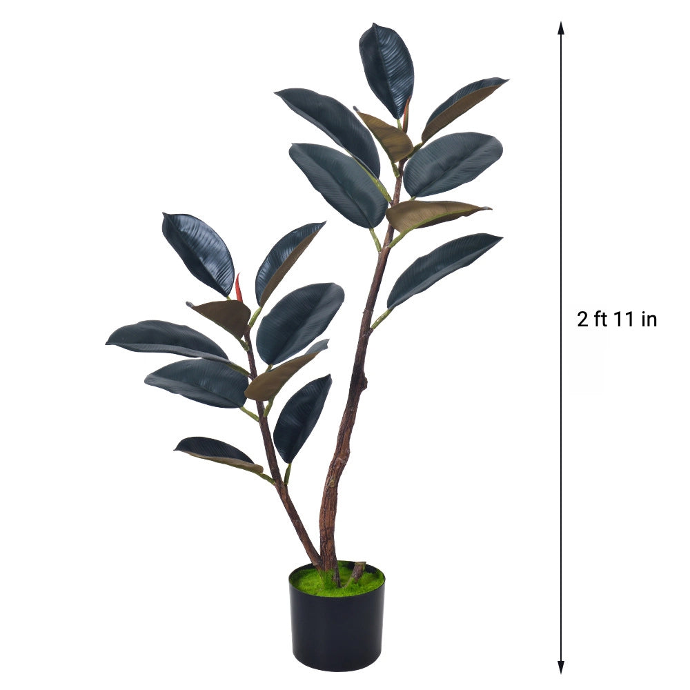 Artificial Ficus Elastica ‘Black Gold’ Rubber Plant – Premium Indoor Floor Décor