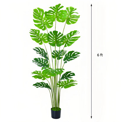 Artificial Monstera Plant with Black Pot – Indoor Decoration
