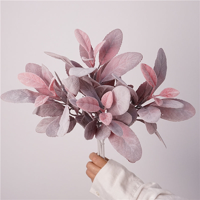 Artificial Bunny Ear Leaf Stem – 14.2" Pink Faux Foliage for Home & Wedding Décor