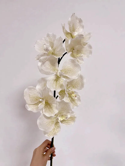 Artificial Vanda Orchid Stem – 31" Premium Real-Touch Moisture-Retaining Faux Flower for Wedding & Home Décor
