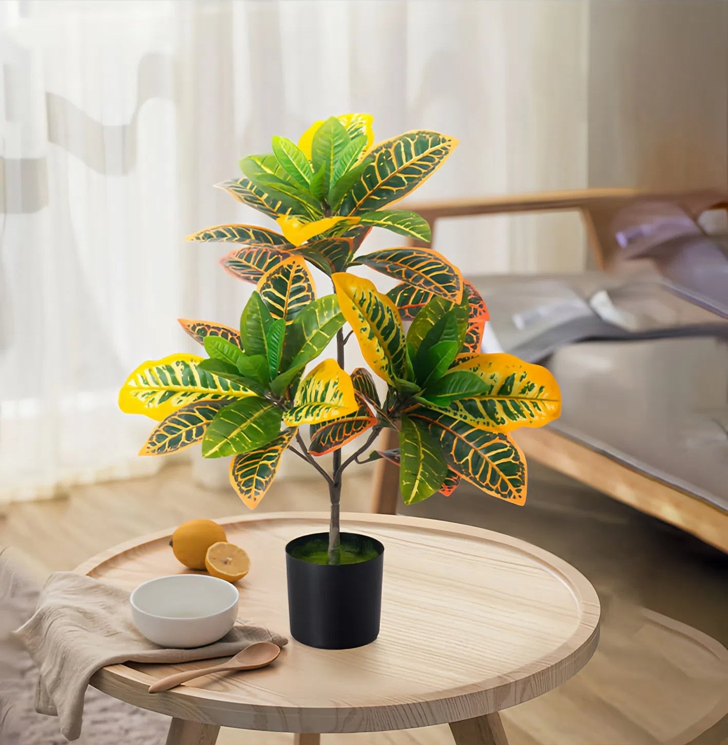Artificial Golden Ficus Plant – Yellow-Green (2ft / 3ft, Plastic)