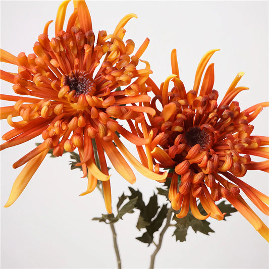 Artificial Orange Autumn Chrysanthemum Stem – 26" Lifelike Premium Single Stem for Home & Wedding Décor