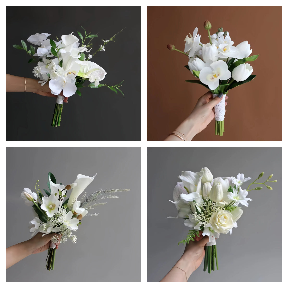 Elegant Artificial White Wedding Bouquet Series – Timeless & Realistic Bridal Flowers