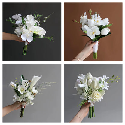 Elegant Artificial White Wedding Bouquet Series – Timeless & Realistic Bridal Flowers