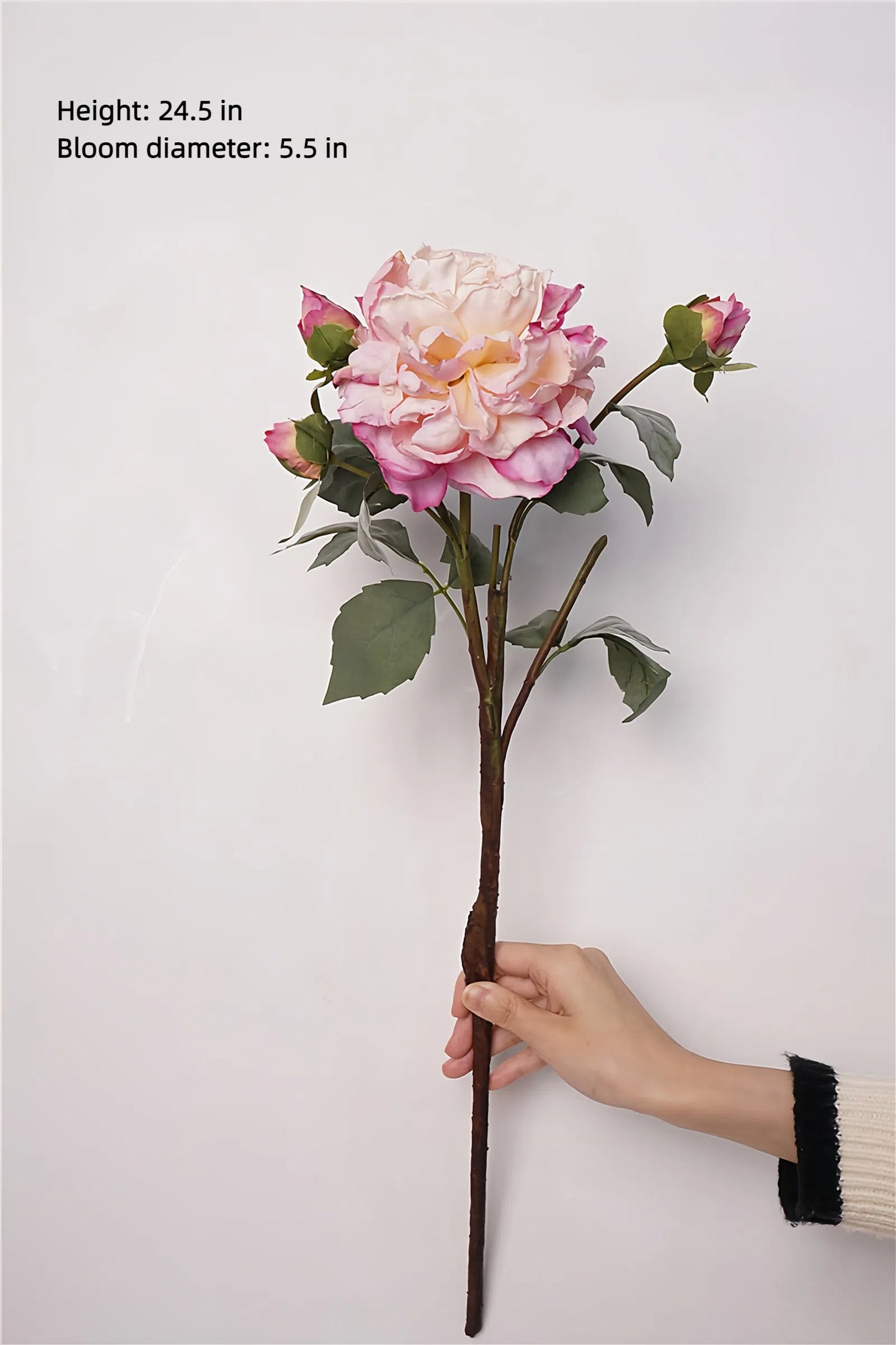 Artificial Peony Stem – 1 Bloom with 3 Buds