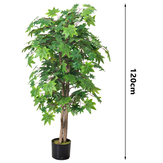 Artificial Maple Tree – Green, Lifelike Decorative Tree (4ft / 5.2ft, Soft PVC)