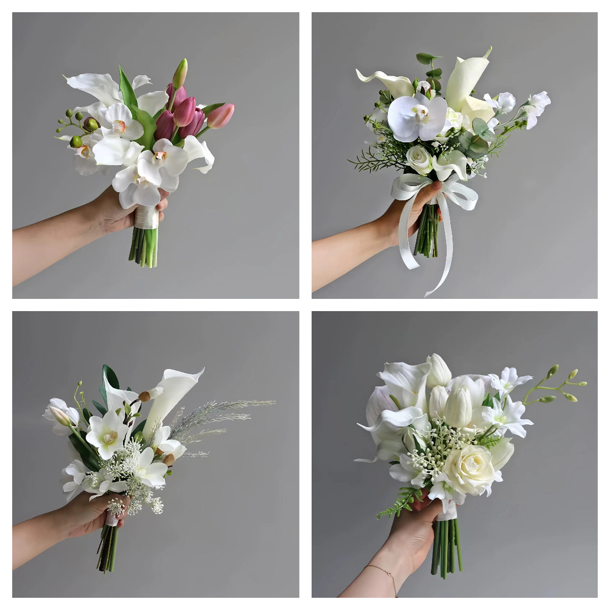 Elegant Artificial White Wedding Bouquet Series – Timeless & Realistic Bridal Flowers