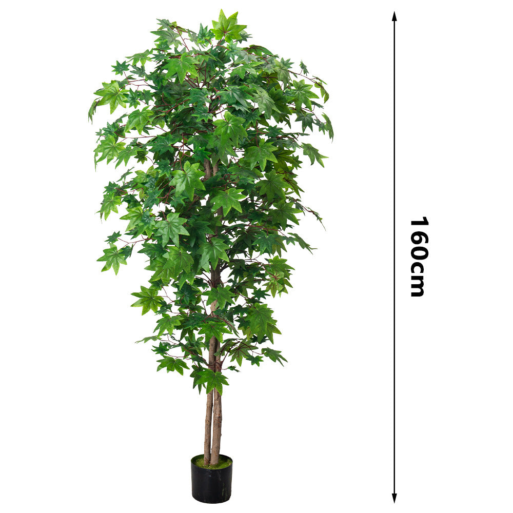 Artificial Maple Tree – Green, Lifelike Decorative Tree (4ft / 5.2ft, Soft PVC)