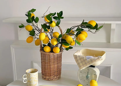 High-Quality Faux Lemon Branch – 32.7" | Ideal for Home, Wedding & Visual Merchandising