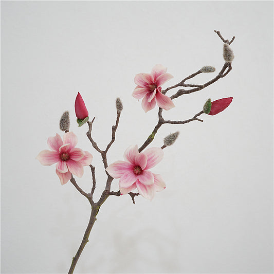 Artificial Magnolia Stem – 28.3" Premium Real-Touch Faux Flower for Home Décor