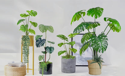 Artificial Monstera Plant with Black Pot – Indoor Decoration