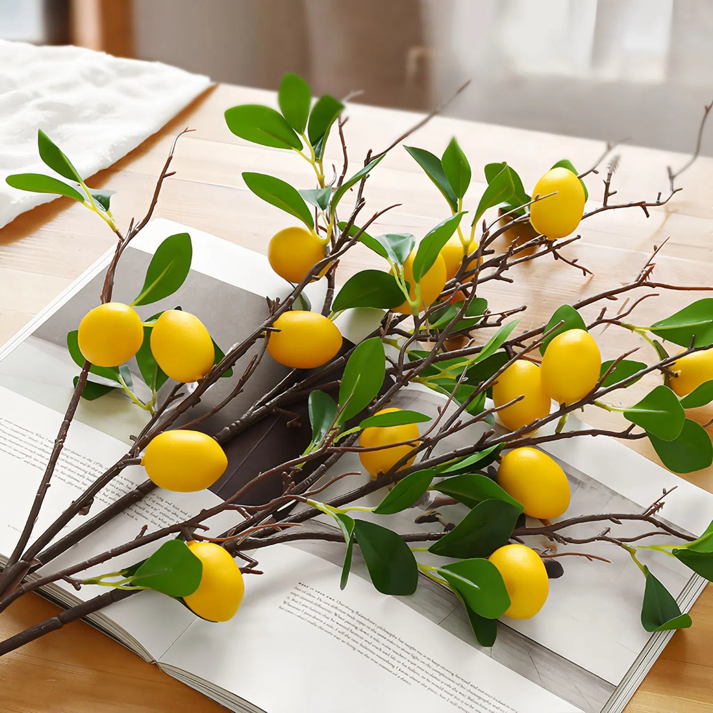 High-Quality Faux Lemon Branch – 32.7" | Ideal for Home, Wedding & Visual Merchandising