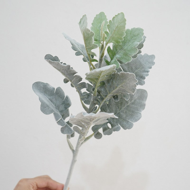 Artificial Silver Leaf Stem – 17.7" Faux Greenery for Home & Floral Décor