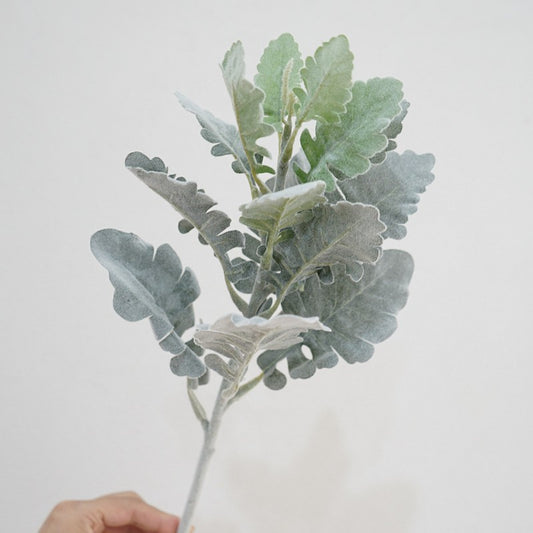 Artificial Silver Leaf Stem – 17.7" Faux Greenery for Home & Floral Décor