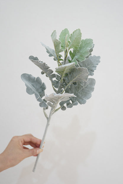 Artificial Silver Leaf Stem – 17.7" Faux Greenery for Home & Floral Décor