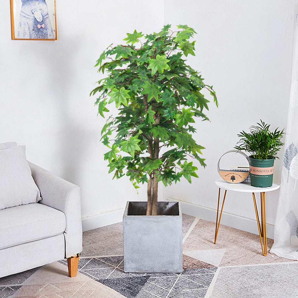 Artificial Maple Tree – Green, Lifelike Decorative Tree (4ft / 5.2ft, Soft PVC)