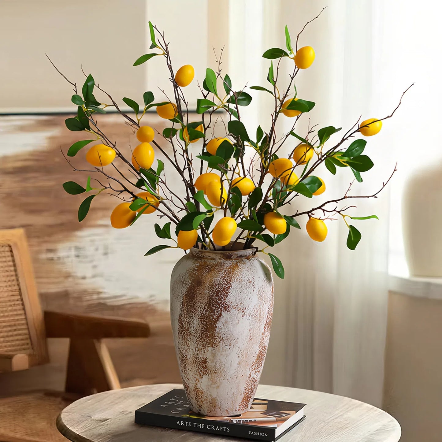 High-Quality Faux Lemon Branch – 32.7" | Ideal for Home, Wedding & Visual Merchandising