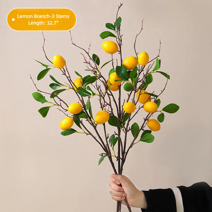 High-Quality Faux Lemon Branch – 32.7" | Ideal for Home, Wedding & Visual Merchandising
