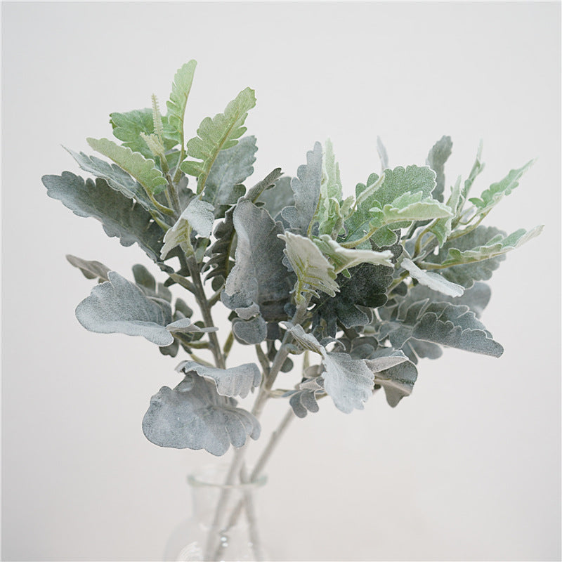 Artificial Silver Leaf Stem – 17.7" Faux Greenery for Home & Floral Décor