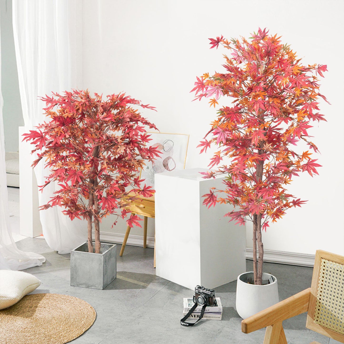 Artificial Maple Tree – Red, Lifelike Decorative Tree