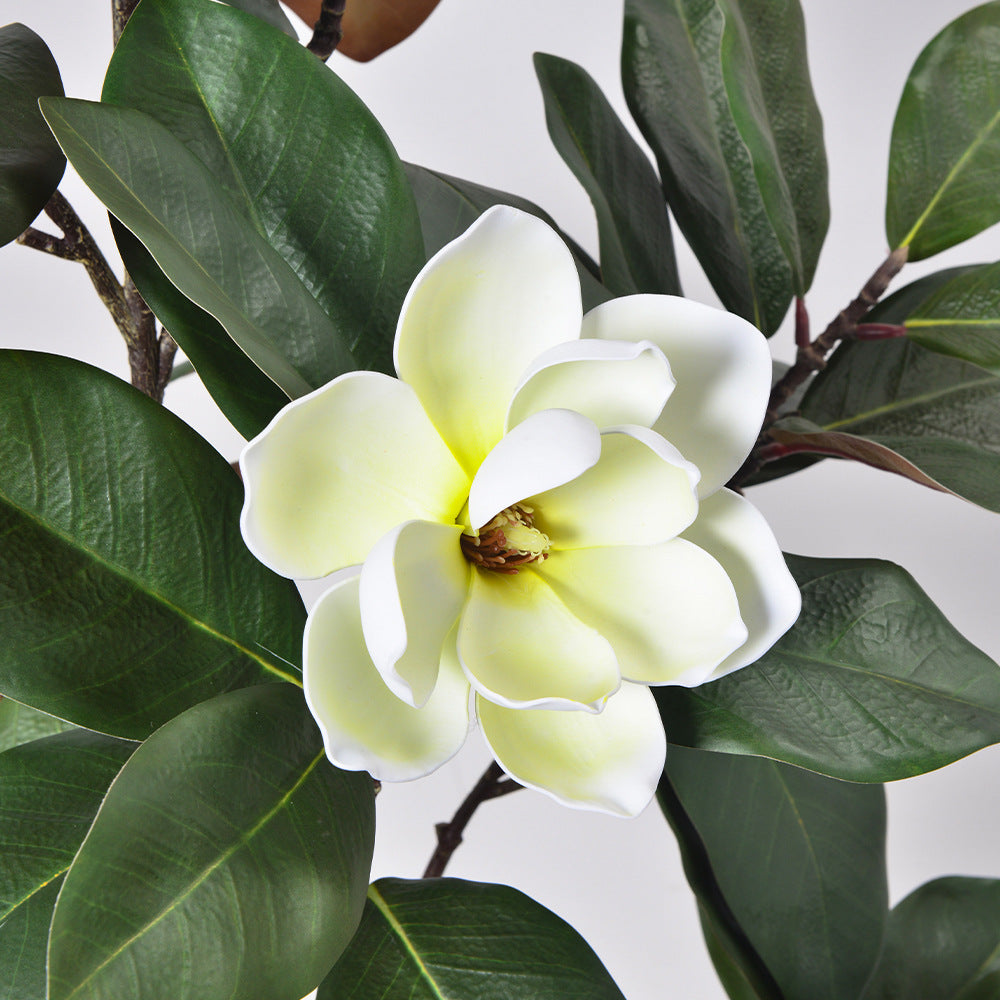 Artificial Magnolia Tree – White Blooms & Lush Green Leaves