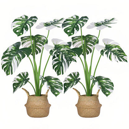 Artificial Monstera Plant in Woven Basket – 3ft