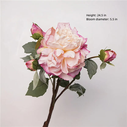 Artificial Peony Stem – 1 Bloom with 3 Buds