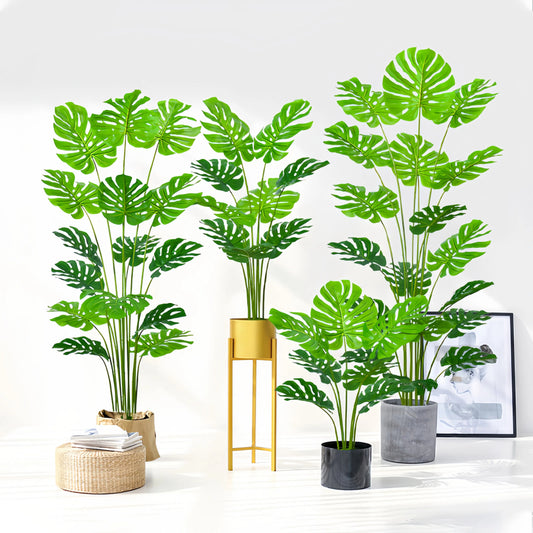 Artificial Monstera Plant with Black Pot – Indoor Decoration