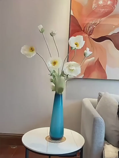 Artificial Flocked Poppy Stem – 39.4” Long Velvet Poppy Flower for Wedding, Home & Event Décor